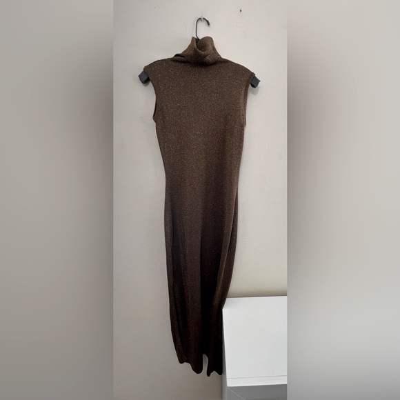 Vera Wang DarkOlive greenTurtleneck Sheath Maxi Dress